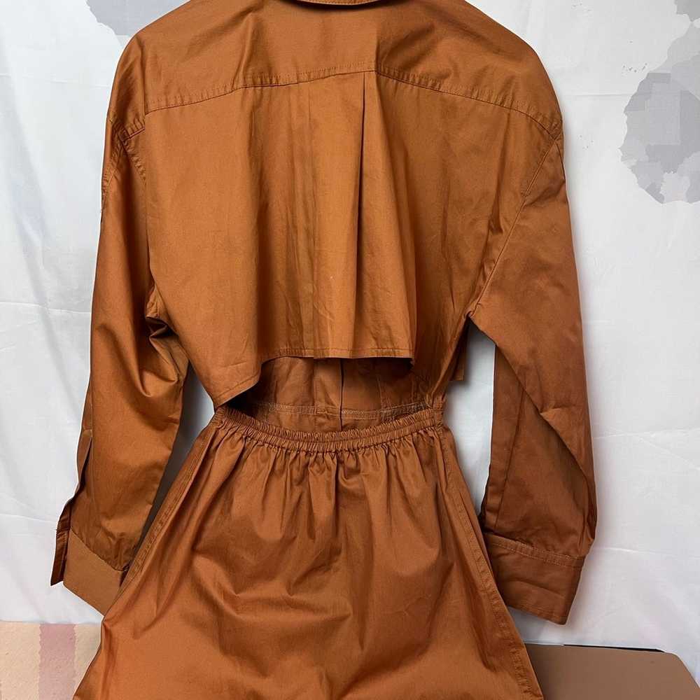 ZARA Poplin Shirt-Dress With Pockets Brown NWOT - image 2