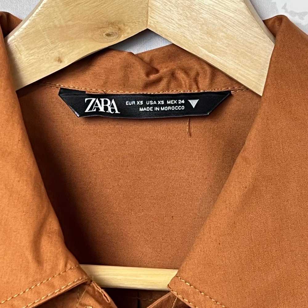 ZARA Poplin Shirt-Dress With Pockets Brown NWOT - image 3