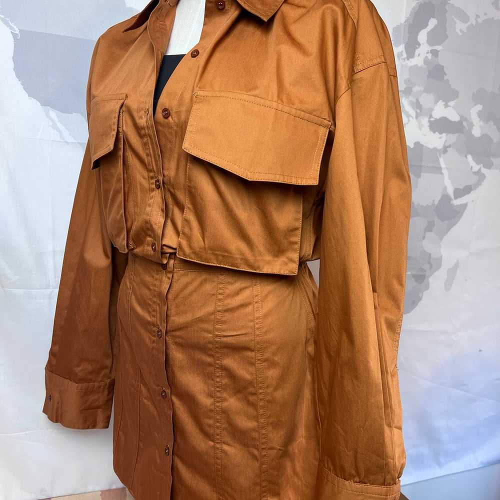 ZARA Poplin Shirt-Dress With Pockets Brown NWOT - image 6