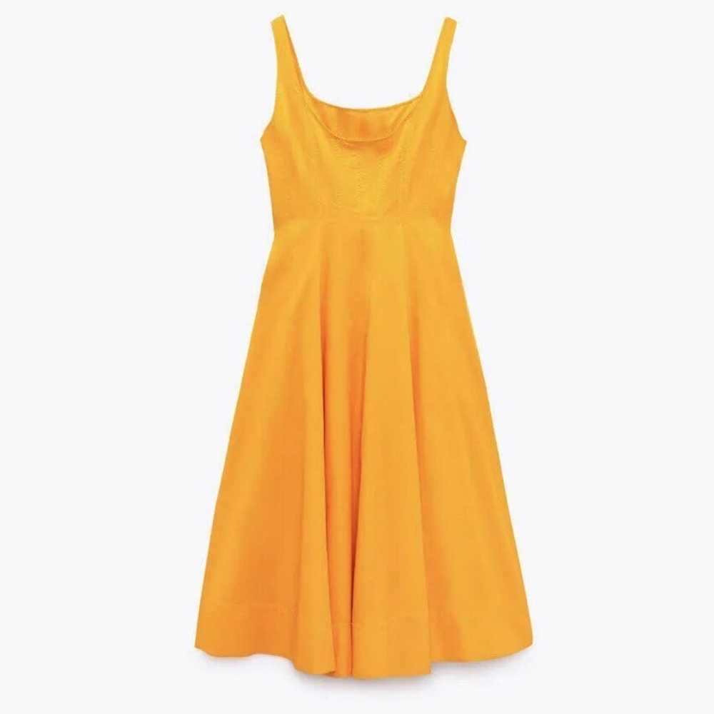 Zara Poplin Dress Orange - image 6