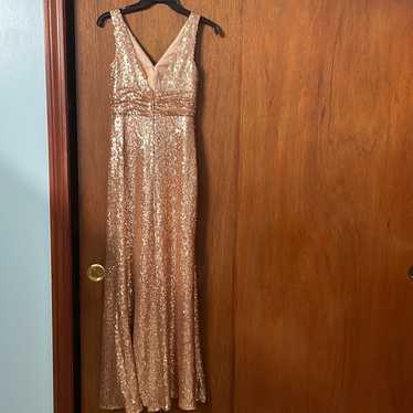 Christina Wu Rose Gold Sequin Dress - image 1