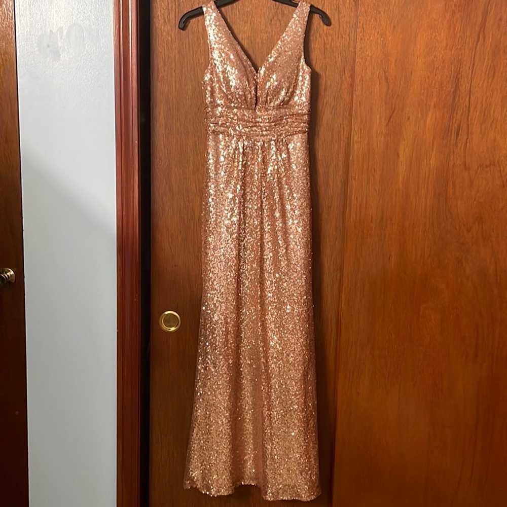 Christina Wu Rose Gold Sequin Dress - image 2