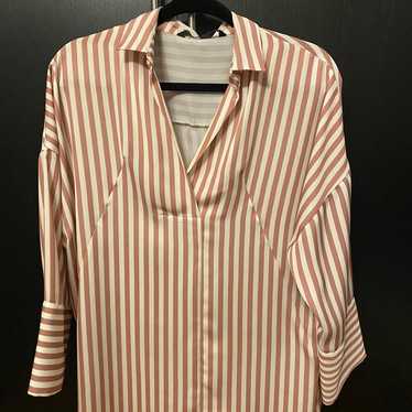 ZARA Striped Satin Shirt Dress Size XS - image 1