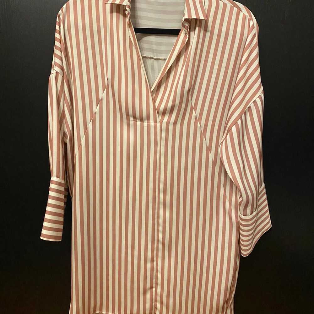 ZARA Striped Satin Shirt Dress Size XS - image 2