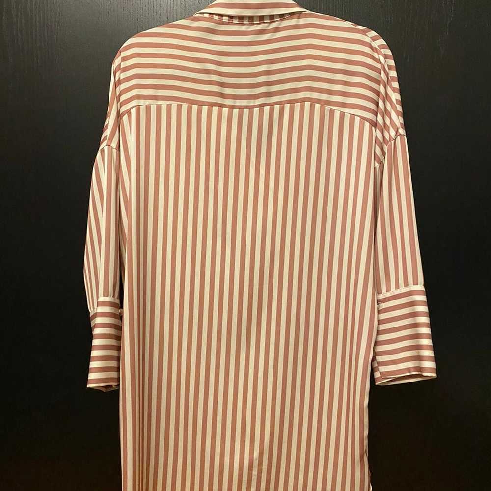 ZARA Striped Satin Shirt Dress Size XS - image 3