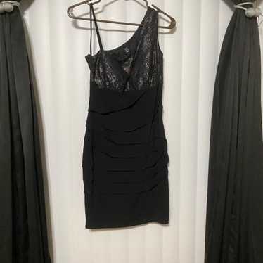 Saint Trepez one shoulder black dress with hints … - image 1