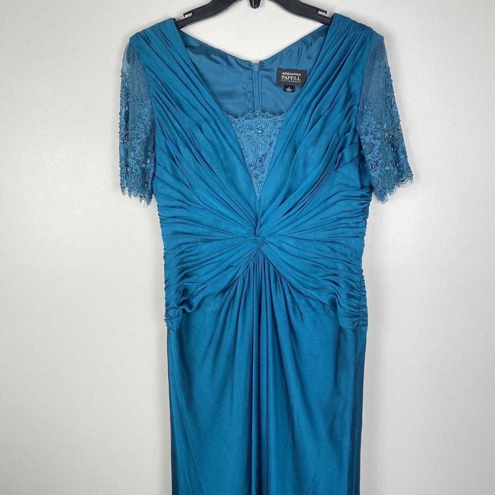 Adrianna Papell Lace Beaded Gown Dress Sz 4 Dark … - image 4