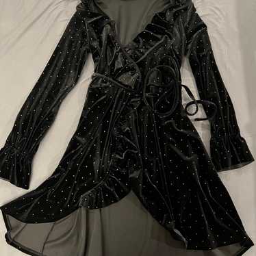 Black velvet Wrap Dress