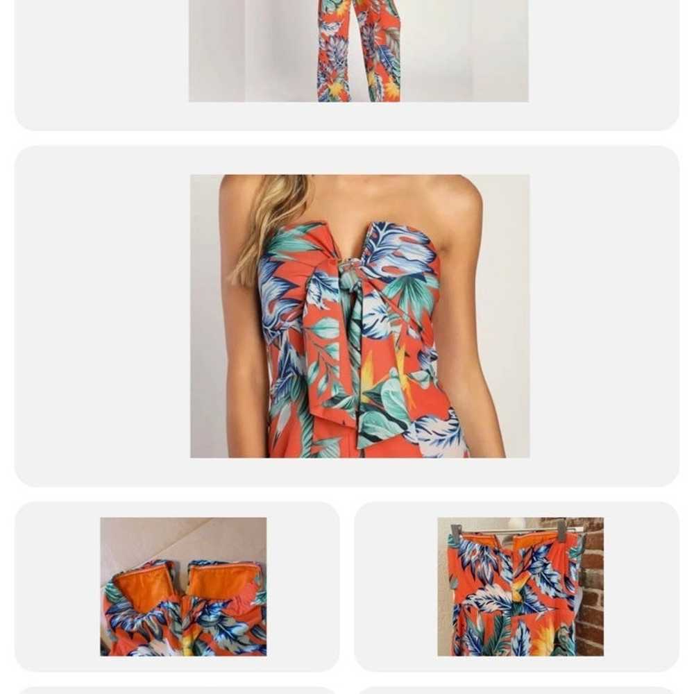 Lulus - Luxe Luau Orange Tropical Print Strapless Tie… - Gem