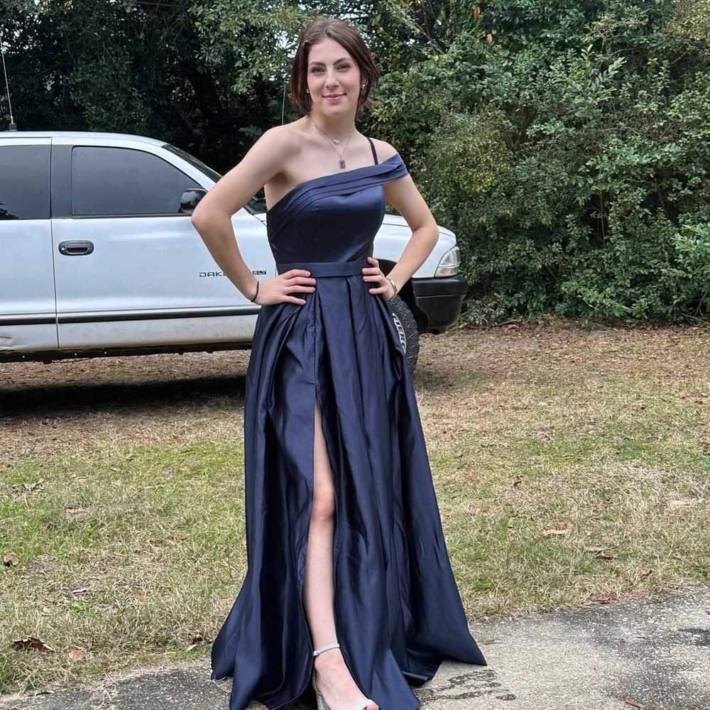 navy blue prom dress - image 3