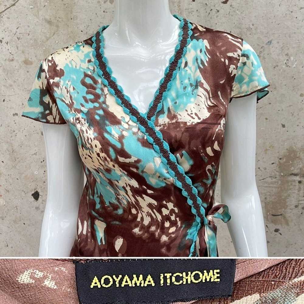 Aoyama Itchome Silk Wrap Dress With Crotchet Trim… - image 4