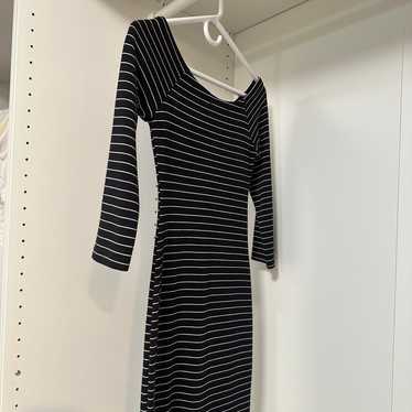 Zara trf stripped boat neck midi bodycon dress