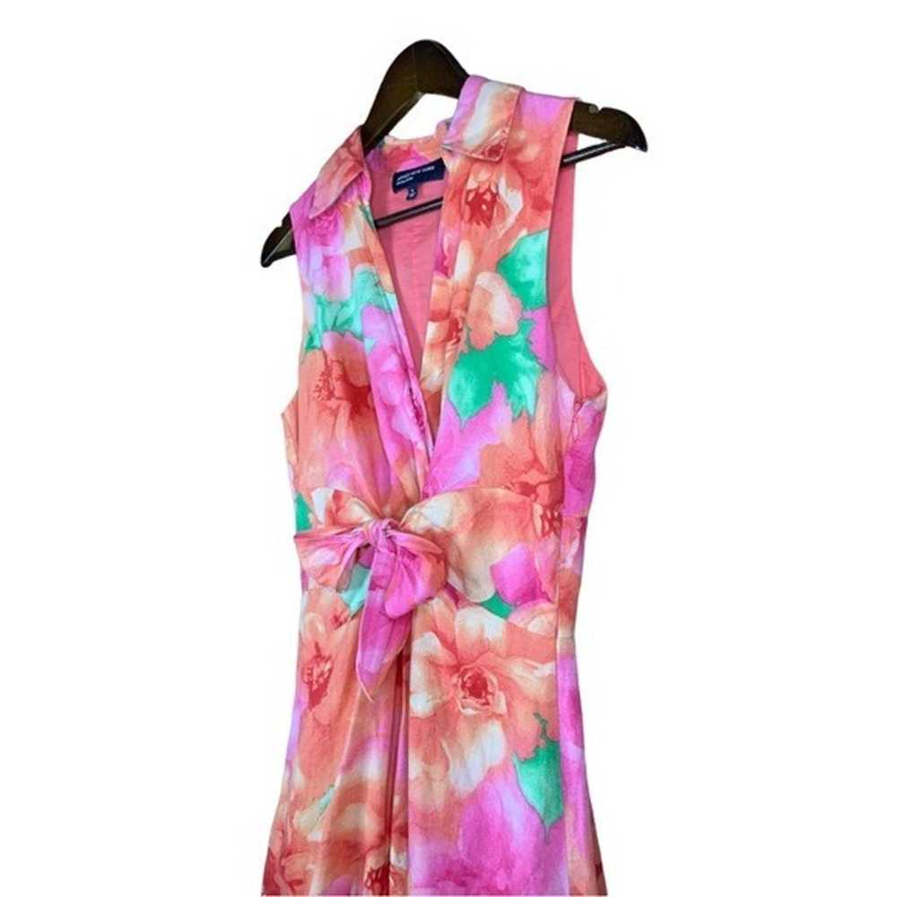 NEW Linen Sleeveless V Neck Pink Floral Midi Dres… - image 6