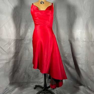 Red asymmetrical women’s dress - image 1