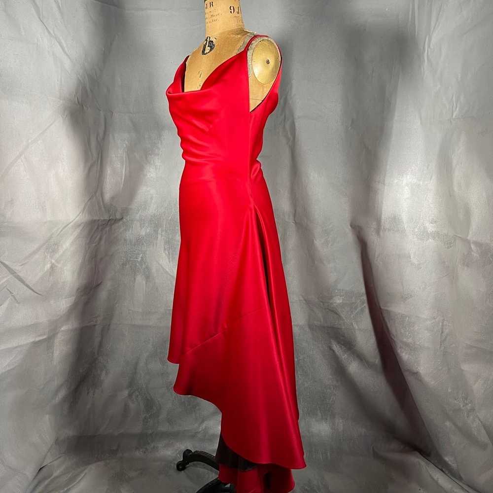 Red asymmetrical women’s dress - image 3