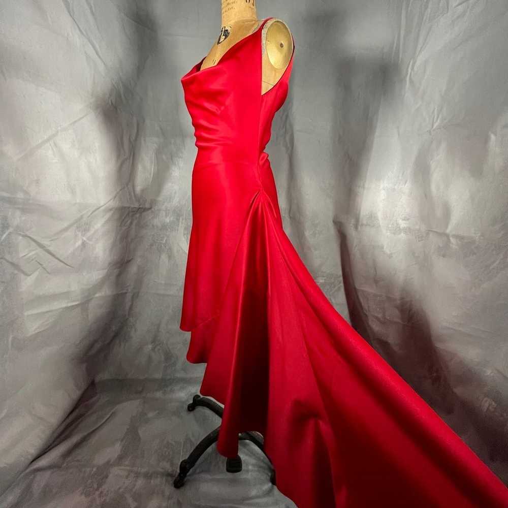 Red asymmetrical women’s dress - image 5