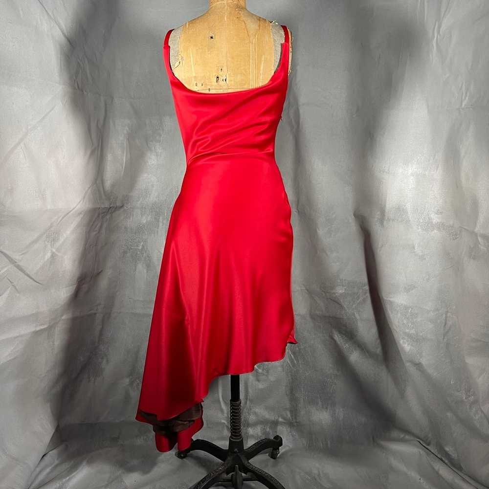 Red asymmetrical women’s dress - image 6