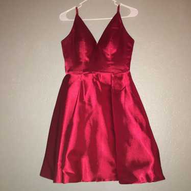 Red satin formal dress