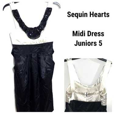 5 Sequin Hearts Midi Dress Black Creme