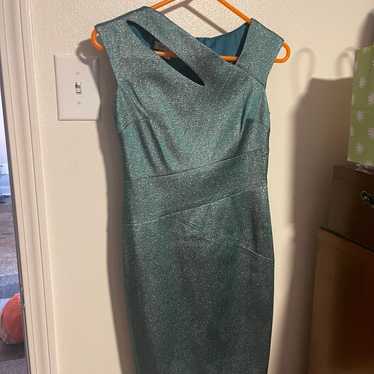 Kay Unger metallic blue cocktal dress size 6
