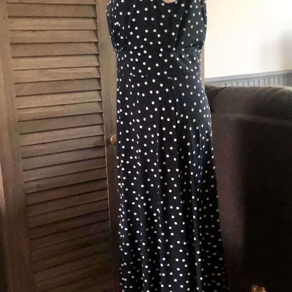 London Times navy white polka dot dress - image 10