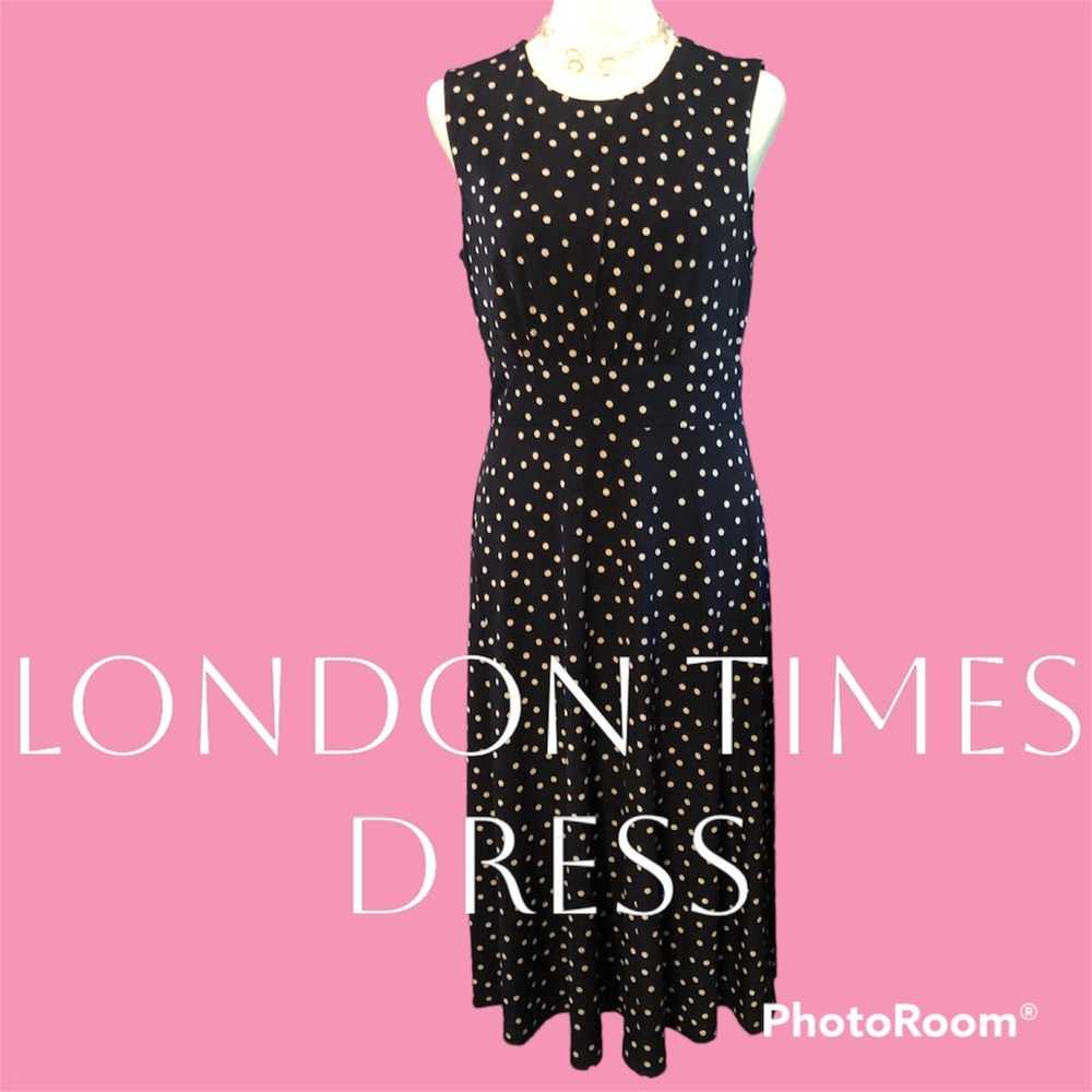 London Times navy white polka dot dress - image 1