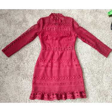 Two Sisters The Label Deep Red Crochet Lace Dress… - image 1