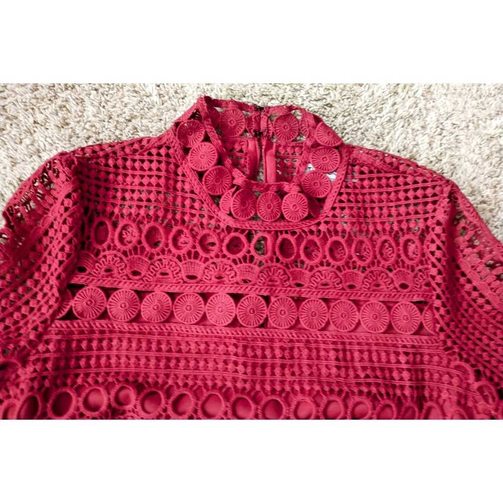 Two Sisters The Label Deep Red Crochet Lace Dress… - image 2
