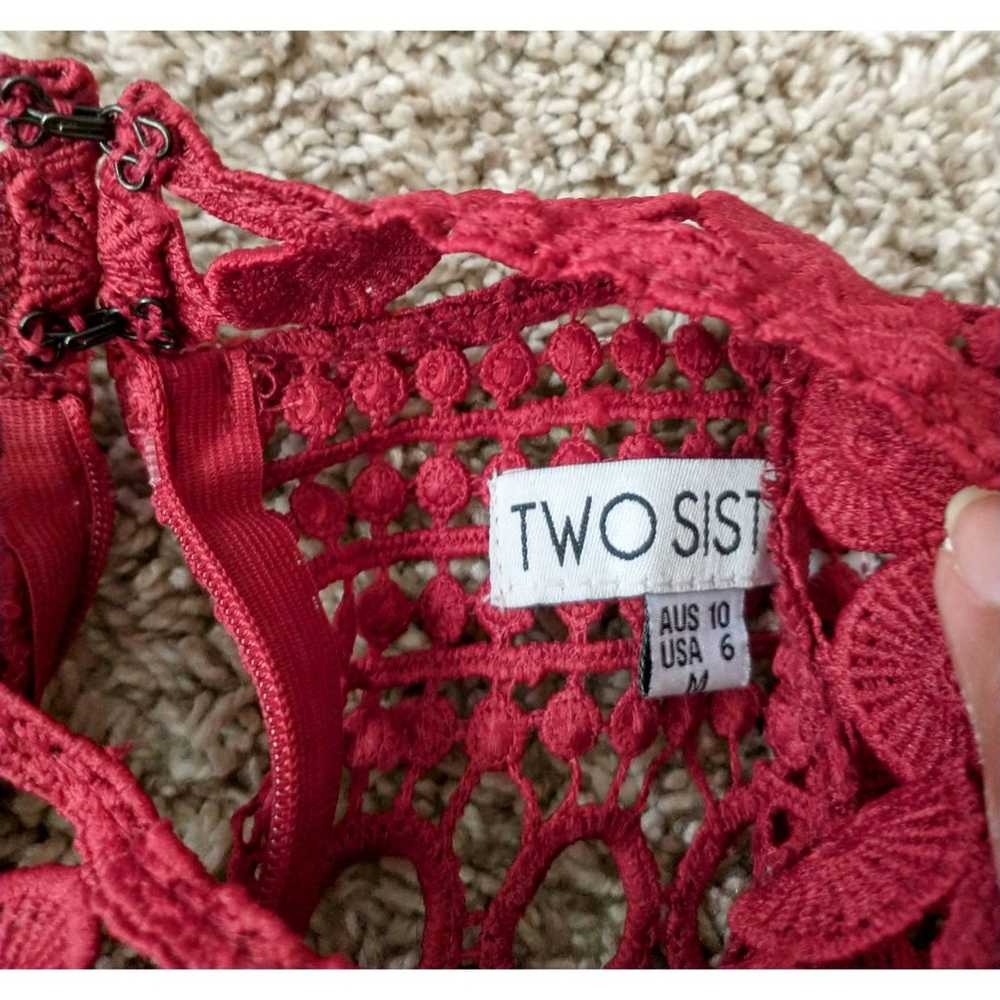 Two Sisters The Label Deep Red Crochet Lace Dress… - image 7