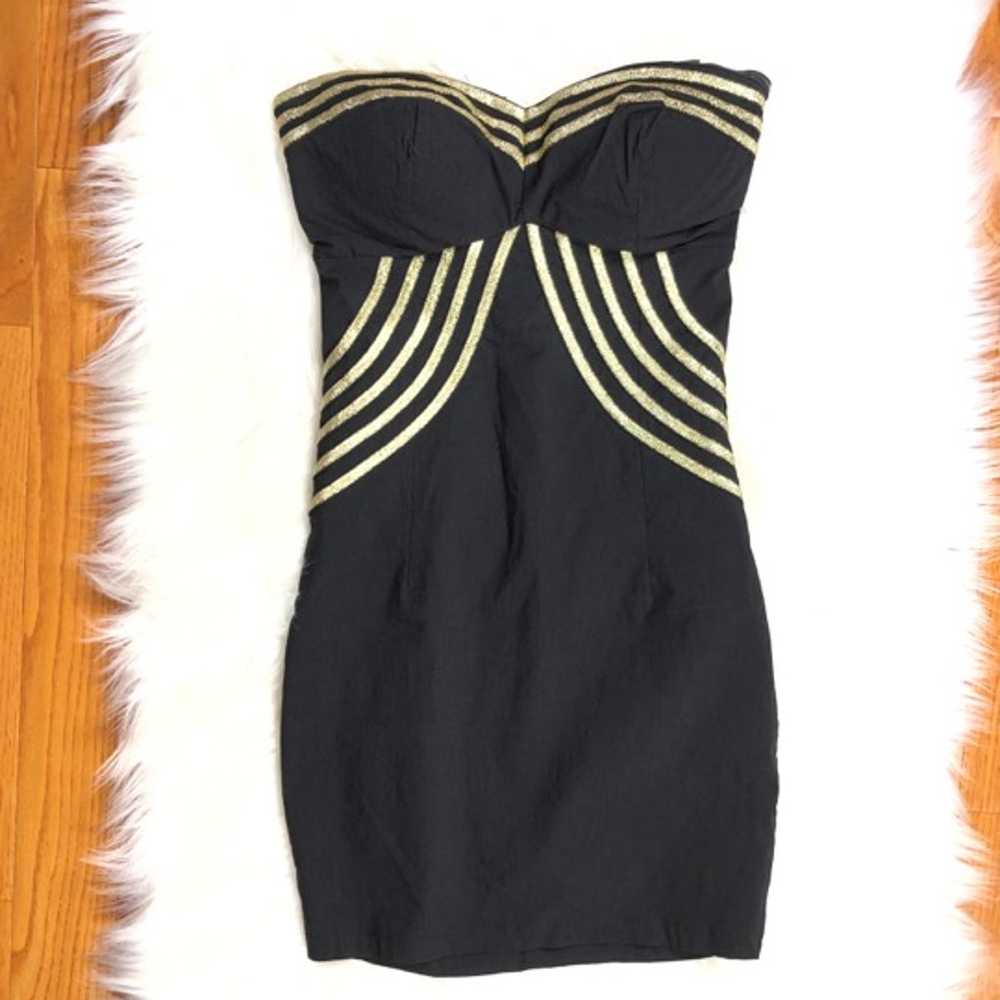 2Bbebe Strapless Dress, Black/Gold Small - image 5