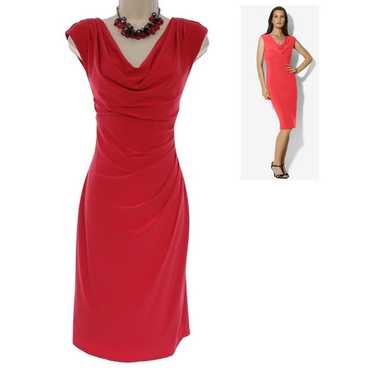 Size 6 RALPH LAUREN VIBRANT CORAL RUCHED JERSEY D… - image 1