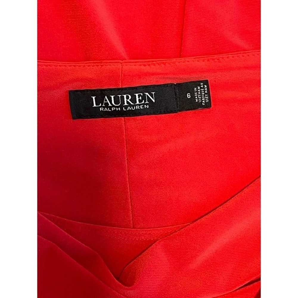 Size 6 RALPH LAUREN VIBRANT CORAL RUCHED JERSEY D… - image 6