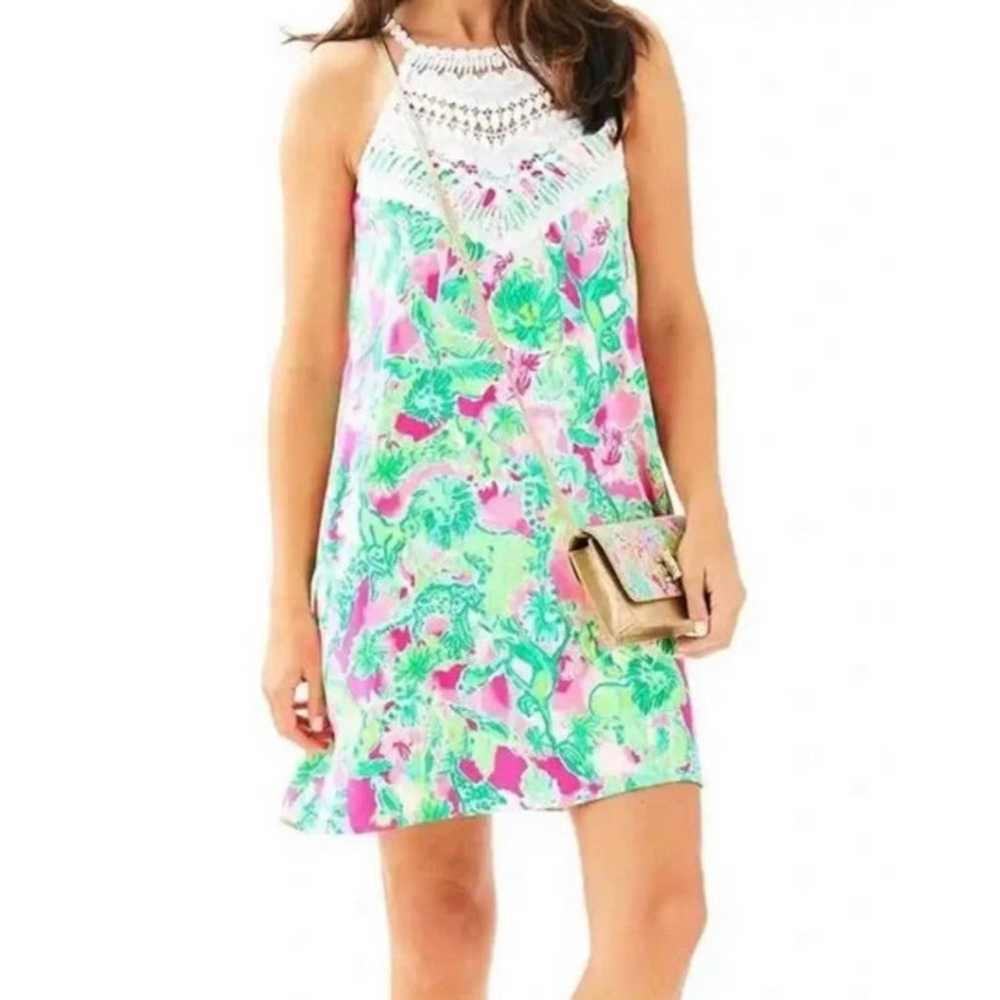 Lilly Pulitzer shift dress size 6 tropical pink g… - image 1