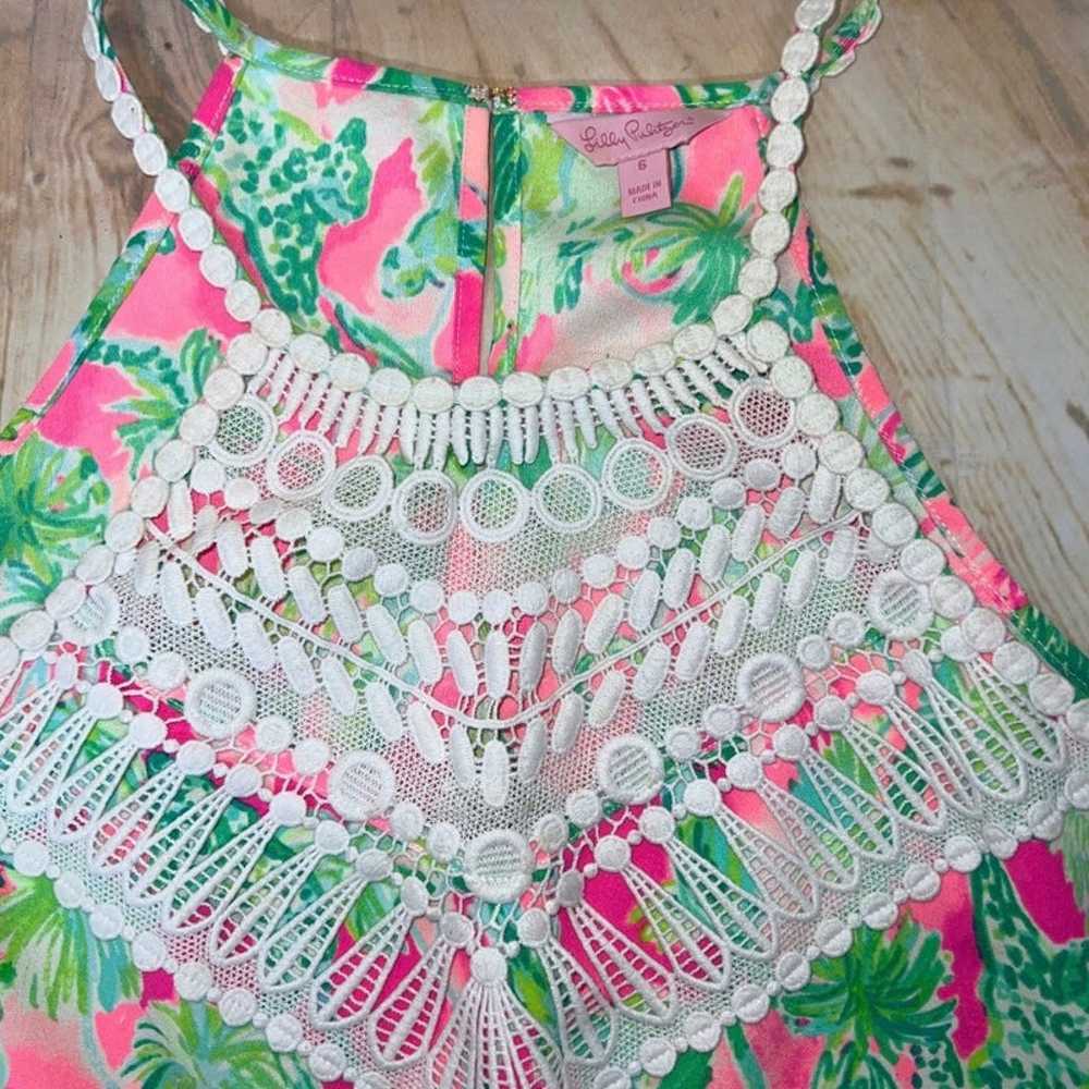 Lilly Pulitzer shift dress size 6 tropical pink g… - image 6