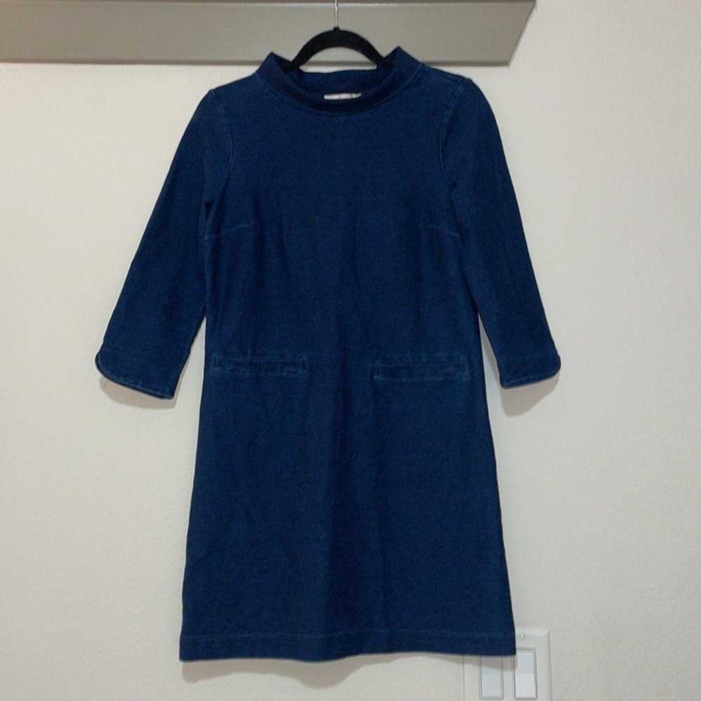 Boden Louise Chambray Mock Neck 3/4 Sleeve Dress … - image 2