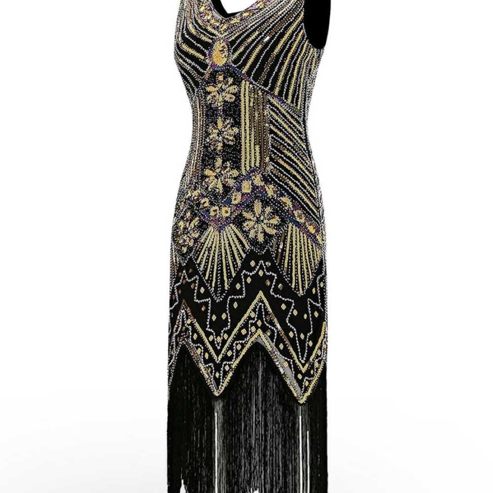 GOLD 1920S SEQUINED FLAPPER DRESS - image 2