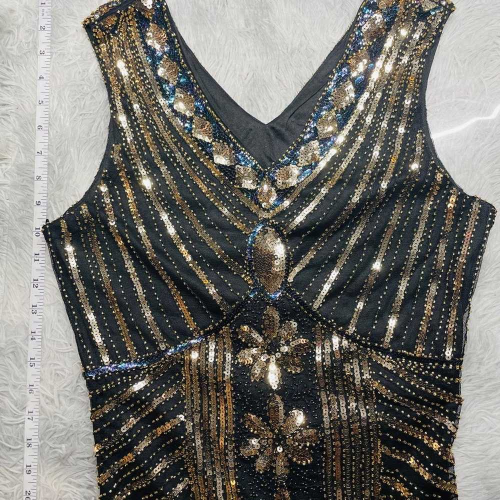 GOLD 1920S SEQUINED FLAPPER DRESS - image 4