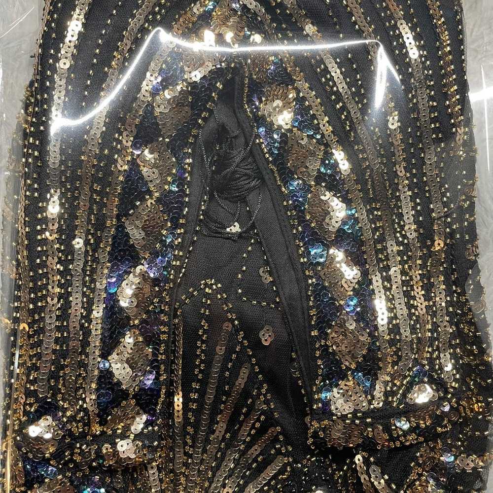 GOLD 1920S SEQUINED FLAPPER DRESS - image 7
