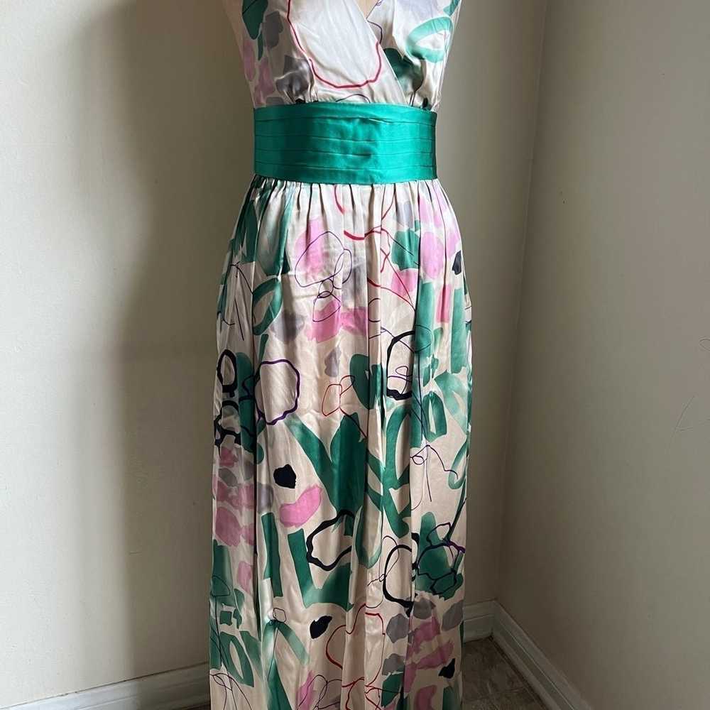 Silk 100% stain open back maxi dress size 4 - image 2