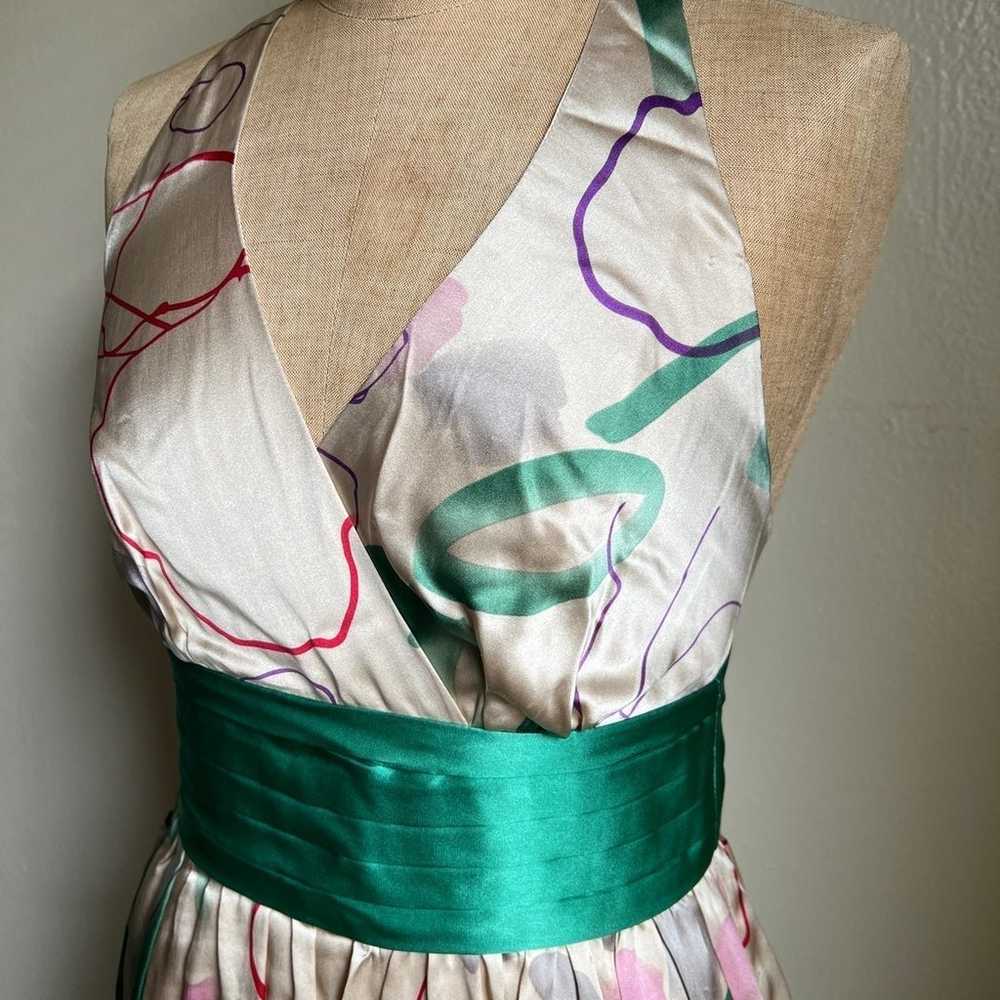 Silk 100% stain open back maxi dress size 4 - image 3