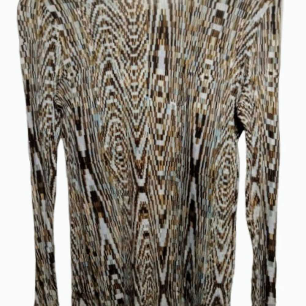 ETCETERA Abstract Print Tunic Dress Tie Neck Long… - image 1