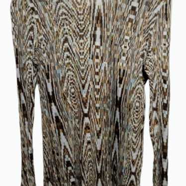 ETCETERA Abstract Print Tunic Dress Tie Neck Long… - image 1