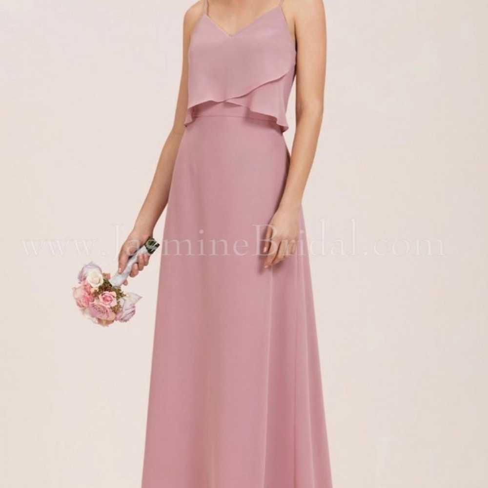 Dark Hot Pink Chiffon Jasmine Floor Length Brides… - image 7