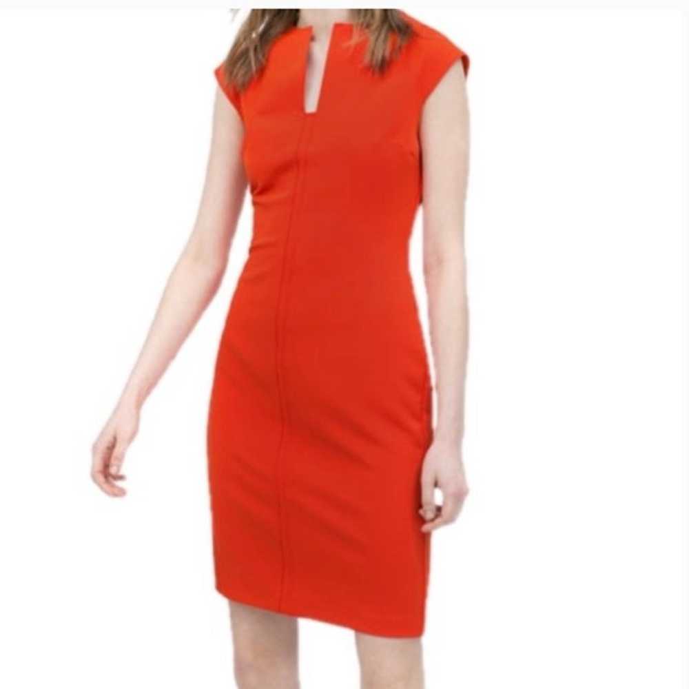 Zara orange stretch shift dress - image 1