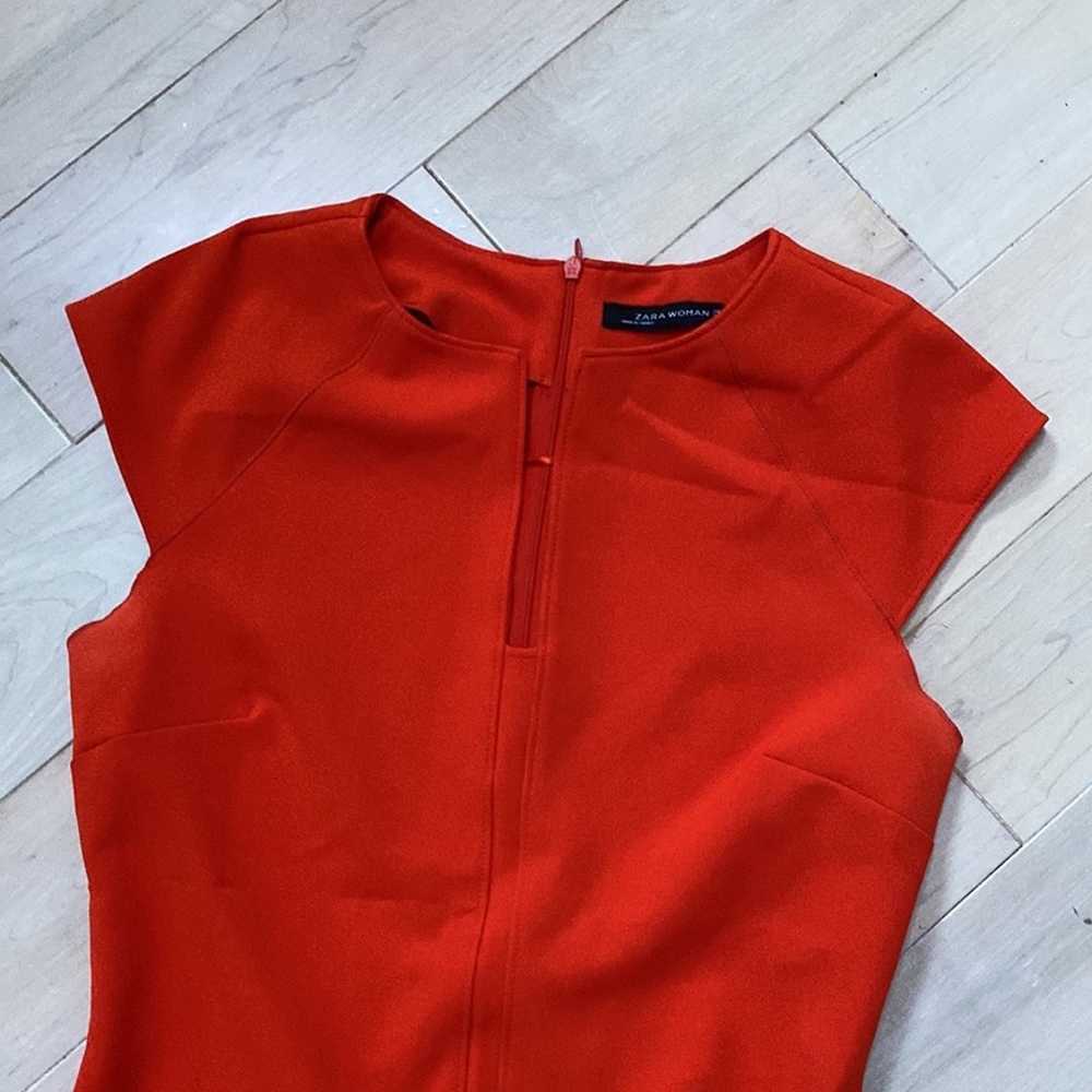 Zara orange stretch shift dress - image 5