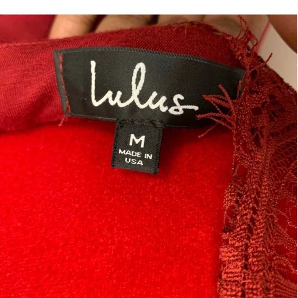 LULUS LACE BURGUNDY OPEN BACK SWING DRESS - image 12