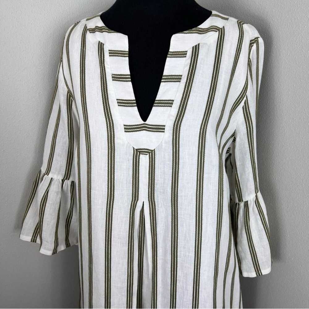 Soft Surroundings Linen Striped Summer Dress Crea… - image 2