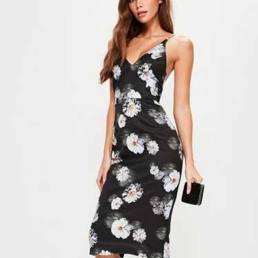 Missguided Floral Fitted a Bodycon Sheath Midi Dre