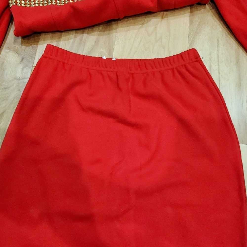 Vintage Adrienne Vittadini red Sequined skirt sui… - image 4