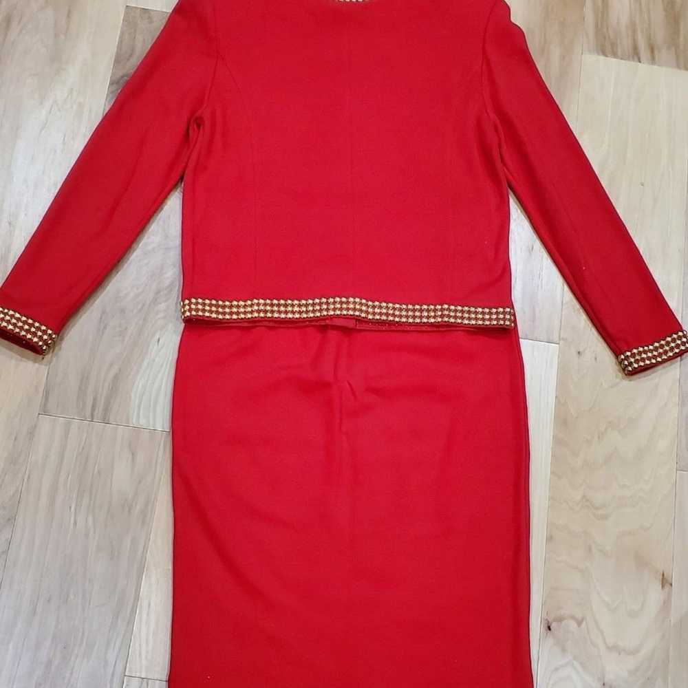 Vintage Adrienne Vittadini red Sequined skirt sui… - image 6
